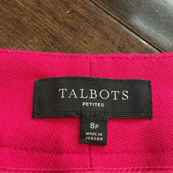 Talbots cropped trousers Bright pink Textured size 8P Double button Office - Picture 3 of 15